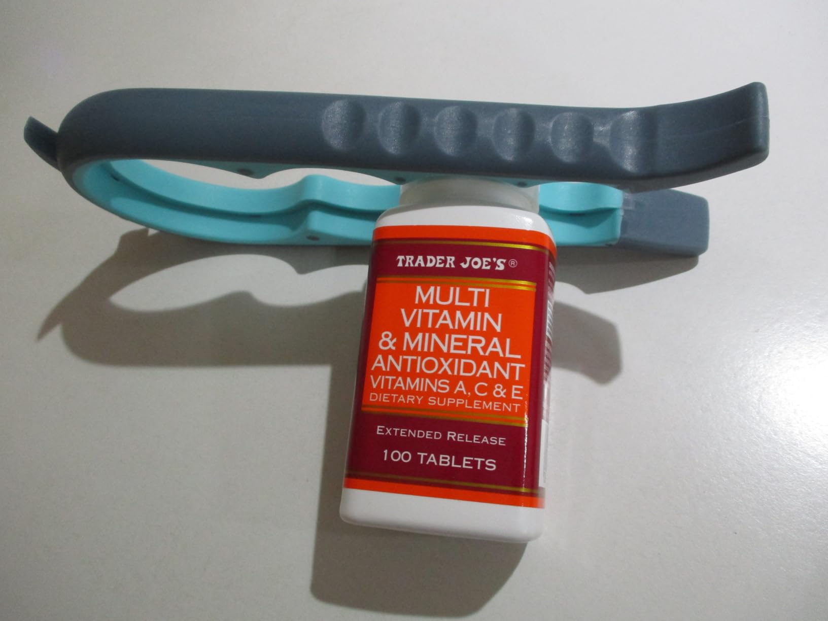 Otstar Jar Opener Bottle Opener and Can Opener for Weak hands, Seniors with Arthritis and Anyone with Low Strength, Mutil Jar Opener Get Lids Off Easily (Blue and Grey) customer photo 2