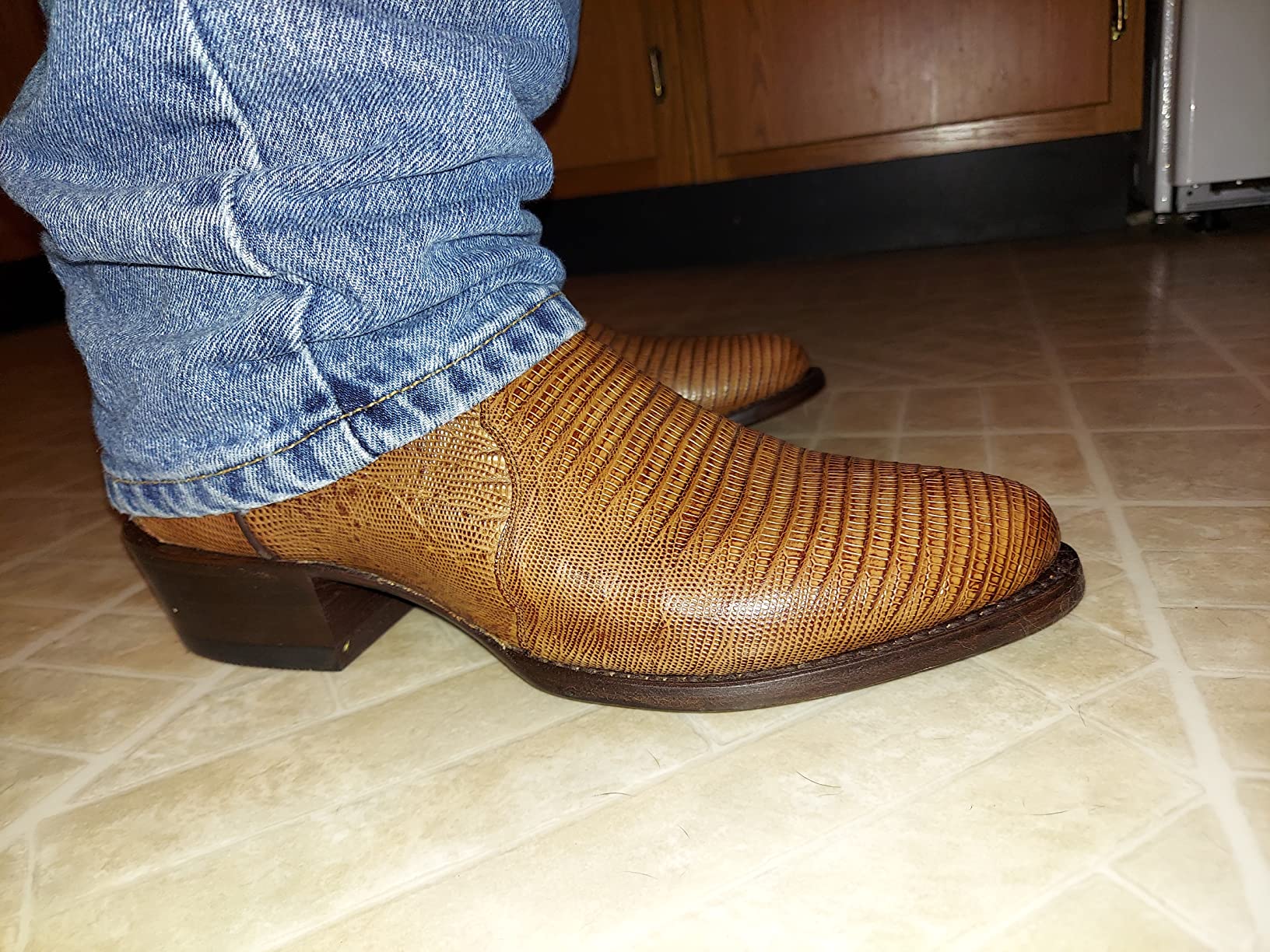 Dan Post Mens Winston Lizard Embroidered Pull On Round Toe Dress Boots Mid Calf - Black customer photo 1