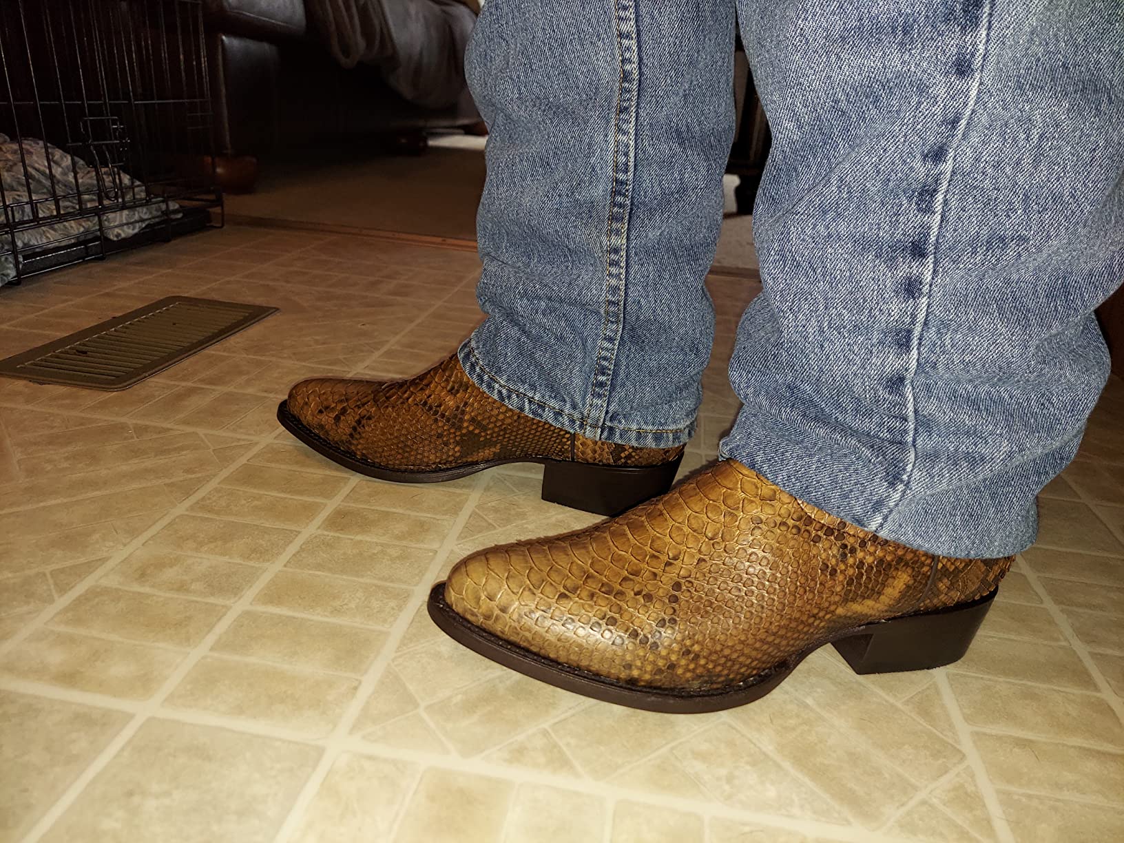 Dan Post Mens Winston Lizard Embroidered Pull On Round Toe Dress Boots Mid Calf - Black customer photo 2