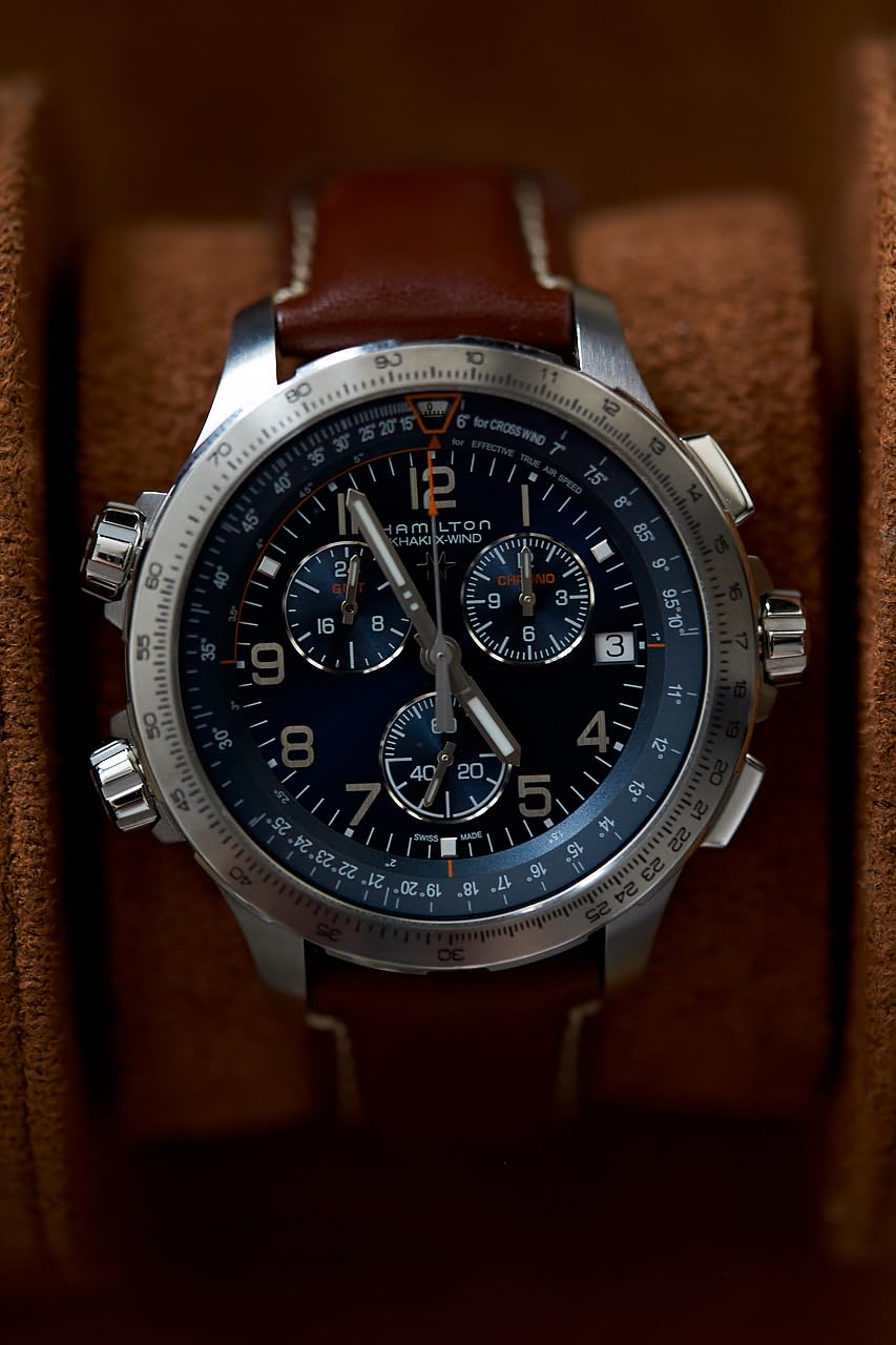 Khaki Aviation X Quartz Men's Watch, 46mm Stainless Steel Case, Swiss Made, Blue Dial Analog Wrist Watch for Men, 100M Waterproof, Sapphire Crystal, Cow Leather Strap customer photo 1