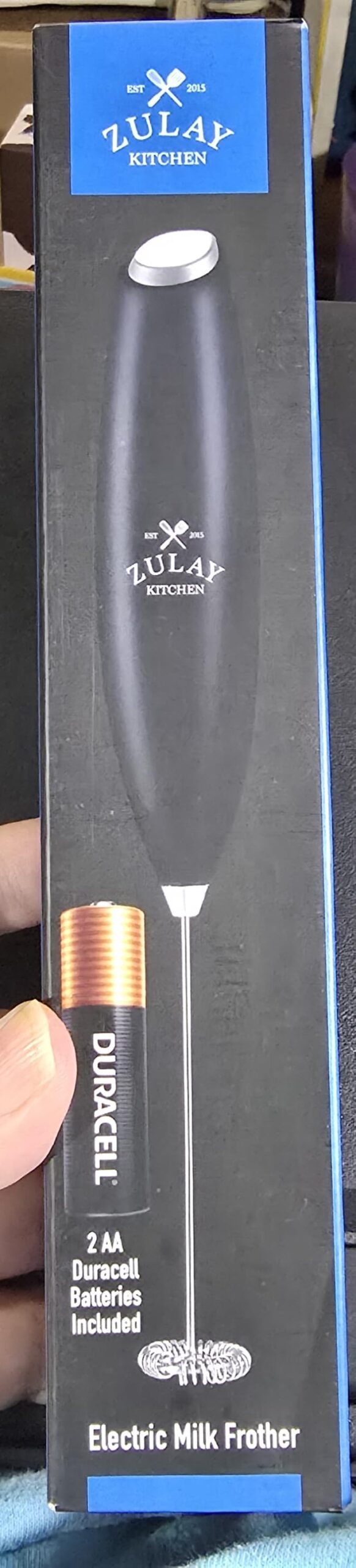 Zulay Kitchen Milk Frother Handheld Electric Whisk - Frother Wand with 2 Duracell Batteries, Durable Drink Mixer, Coffee Frother, Hand Blender, Frother for Protein Powder, Matcha & More - Black customer photo 1