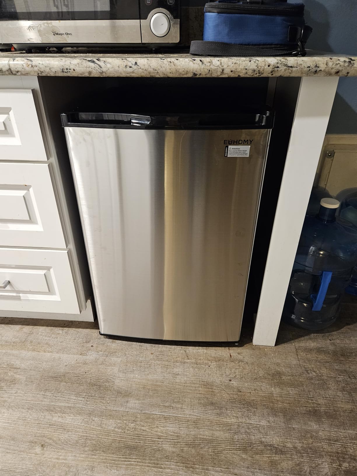 EUHOMY Upright freezer, 3.0 Cubic Feet, Single Door Compact Mini Freezer with Reversible Stainless Steel Door, Small freezer for Home/Dorms/Apartment/Office, Silver customer photo 1