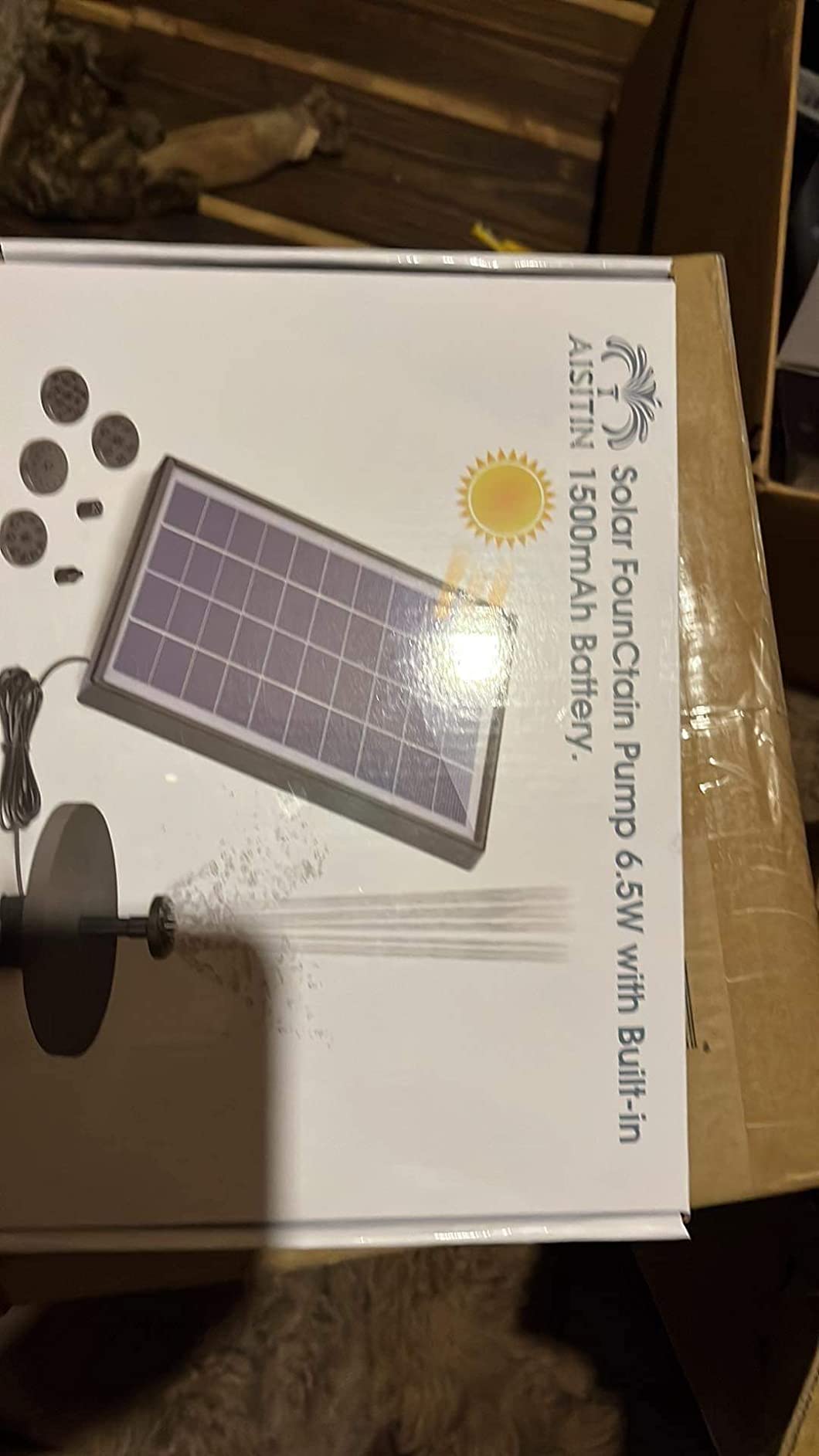 AISITIN 6.5W Solar Fountain Pump with Battery Backup 1500mAh & 6 Nozzles | Works Normally on Cloudy Days, Auto Power-off Protection, DIY Design, Solar Water Pump for Bird Bath, Garden, Pond, Fish Tank customer photo 2