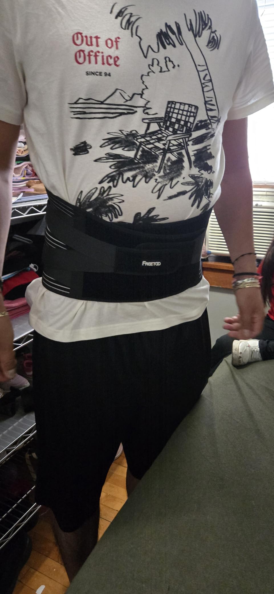 FREETOO Back Braces for Lower Back Pain Relief with 6 Stays, Breathable Back Support Belt for Men/Women for work, Anti-skid lumbar support belt with 16-hole Mesh for sciatica(L) customer photo 1