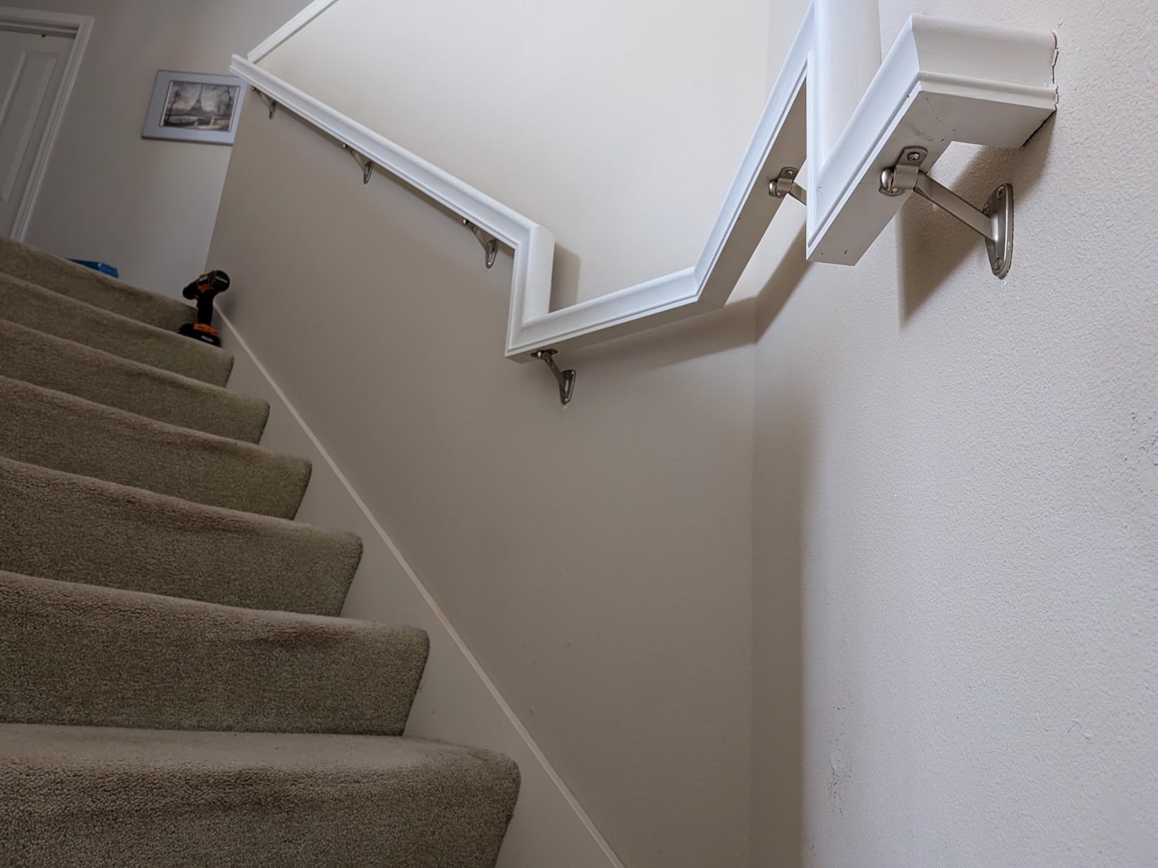 HOME MASTER HARDWARE Handrail Stair Brackets, 6-Pack Heavy Duty Staircase Support for Home or Office Stairways Handrail, Satin Nickel Finished Stairway Bracket customer photo 1