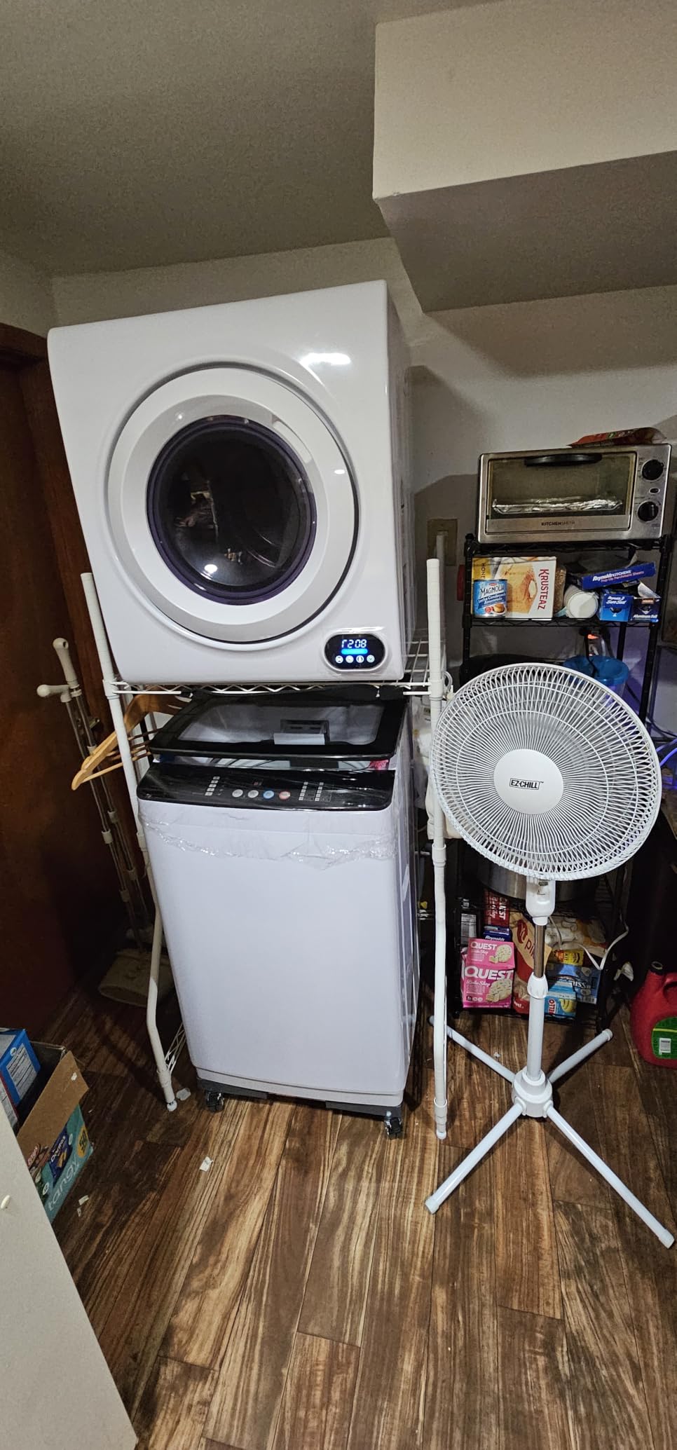Euhomy Compact Laundry Dryer, 3.5 cu ft Front Load Stainless Steel Clothes Dryers With Exhaust Pipe, 1500W, LCD Control Panel Four-Function Portable Dryer For Apartments, Home, Dorm, White customer photo 1
