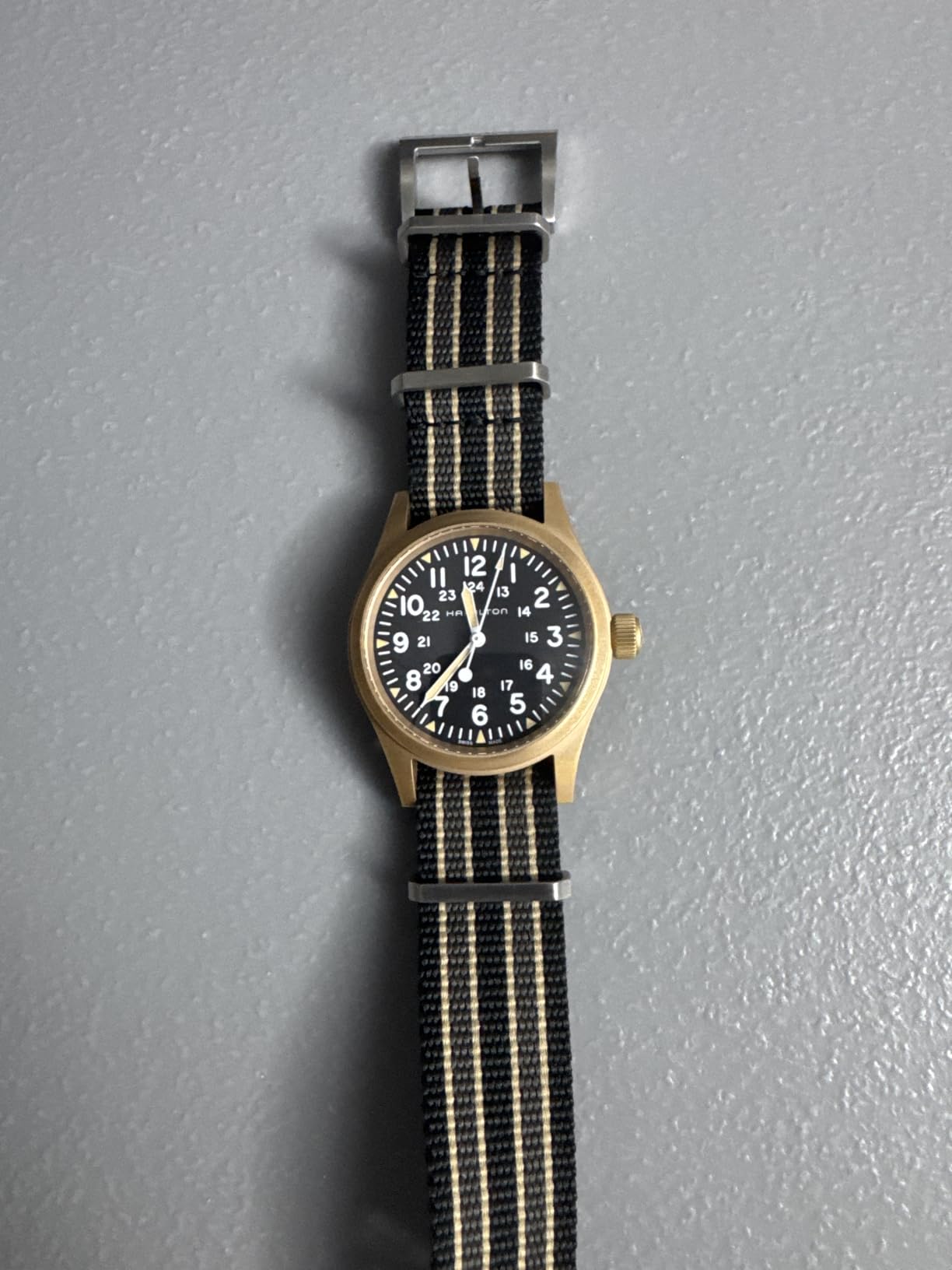 Hamilton Khaki Field Mechanical Men's Watch, 38mm Bronze and Titanium Case, Swiss Made, Black Dial Analog Wrist Watch for Men, 50m Waterproof, Sapphire Crystal, Cow Leather Strap customer photo 1