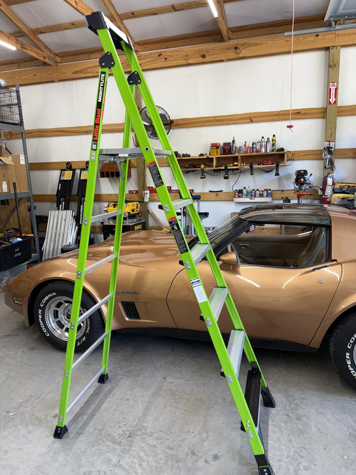 Little Giant Ladders, MightyLite 2.0, 8' Stepladder with Ground Cue, Fiberglass, Type IAA, 375 lbs Weight Rating, (15408-001), Green customer photo 2