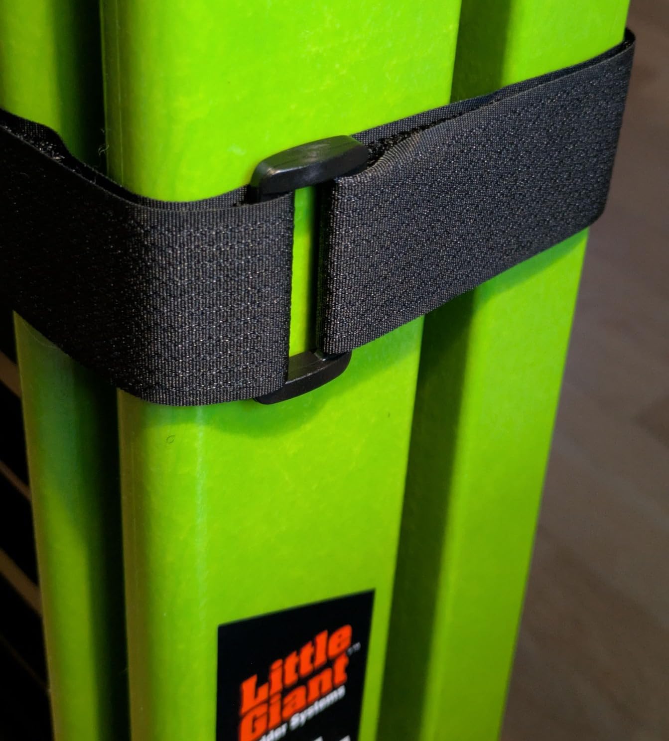 Little Giant Jumbo Step 3-Step Foldable 3-Ft Fiberglass Stool, Non-Conductive, Hi-Viz Green Rails, Extra-Wide Stair-Like Treads, Rotating Handrail, 375 lb. Type IAA, 11933 customer photo 1