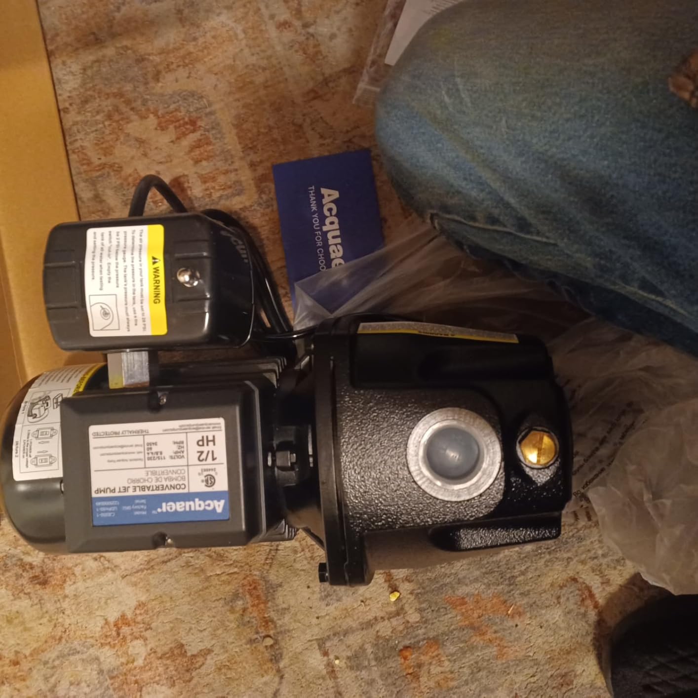 Acquaer Shallow/Deep Well Jet Pump, Cast Iron Convertible Pump with Ejector Kit, Well Depth Up to 25ft or 90ft, 115V/230V Dual Voltage, Automatic Pressure Switch customer photo 1