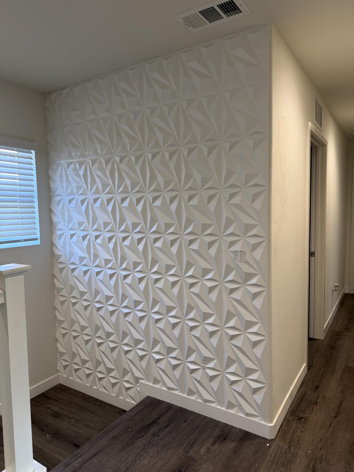 Art3dwallpanels 33 Pack 3D Wall Panel Diamond for Interior Wall Decor, PVC Flower Textured Wall Panels for Living Room Lobby Bedroom Hotel Office, Black, 12''x12'' Cover 32.Sq.Ft. customer photo 1
