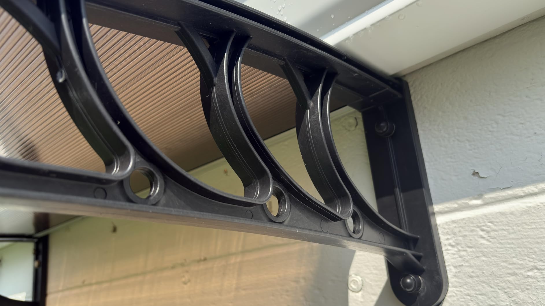 Outvita Window Awnings for Doors Canopy 40''x35.4'', Polycarbonate Cover Front Door Outdoor Patio Awning Canopy UV Rain Snow Sunlight Protection Hollow Sheet, Brown Board & Black Bracket customer photo 1