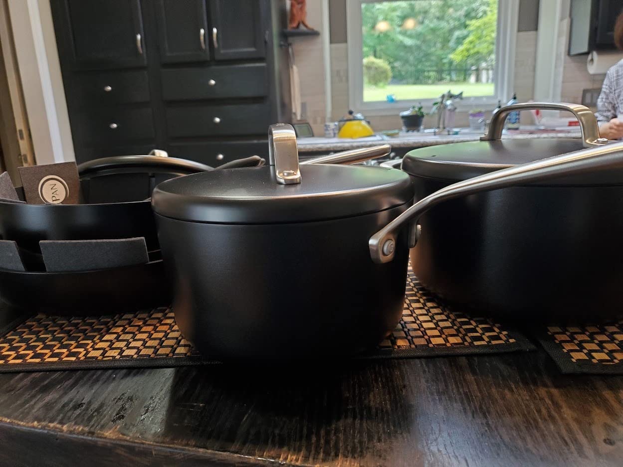 GP5 Hard Anodized Healthy Ceramic Nonstick 14 Piece Cookware Pots & Pans Set, Heavy Gauge Scratch Resistant, Stay-Flat-Surface, Induction, Oven Safe, PFAS-Free, Black customer photo 1
