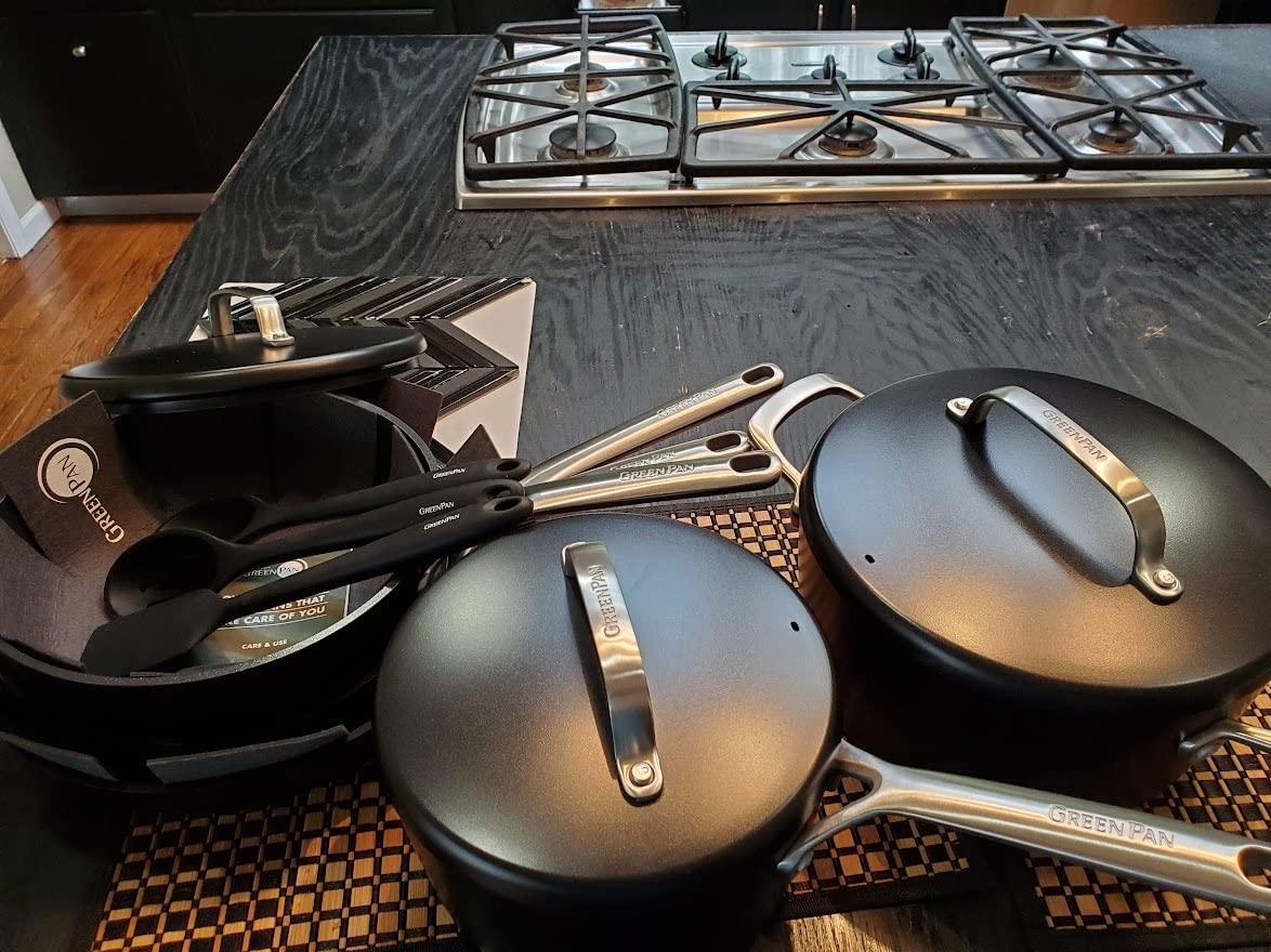 GP5 Hard Anodized Healthy Ceramic Nonstick 14 Piece Cookware Pots & Pans Set, Heavy Gauge Scratch Resistant, Stay-Flat-Surface, Induction, Oven Safe, PFAS-Free, Black customer photo 2