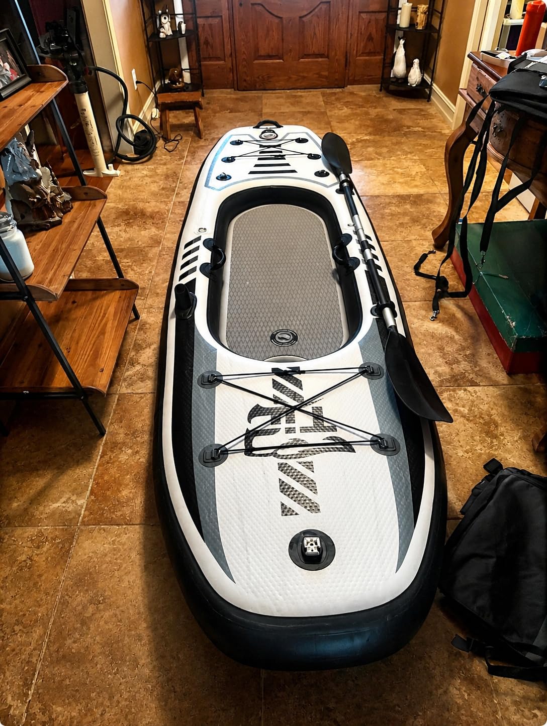 TIGERXBANG 10.2'x35''x8'' Inflatable Kayak with Detachable Seat, SUP-Kayak Set Includes Hand Pump/Aluminum Oar/Backpack, Boat for Adults/Youth | for Fishing, Touring customer photo 1