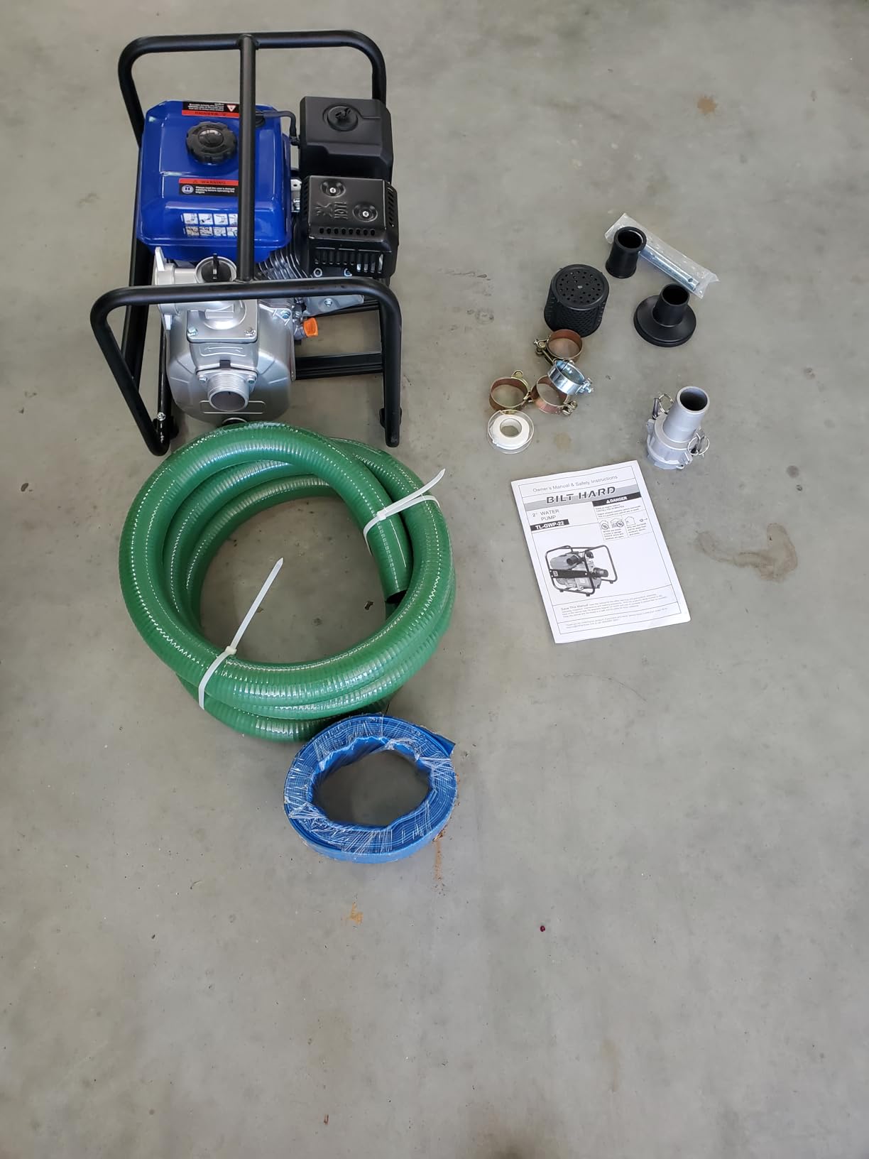 BILT HARD Semi Trash Pump 2 inch, 158 GPM 7HP Gas Powered Water Pump, 212cc 4-Cycle Engine with 50 ft Discharge Hose, 12 ft Suction Hose and Complete Fittings, EPA Certified customer photo 2