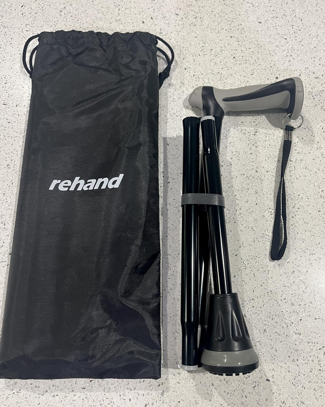 REHAND Walking Cane - Foldable, Adjustable, Collapsible Walking Canes for Men & Women, Heavy Duty All Terrain Tip, with Travel Bag | Walking Sticks for Seniors & Adults customer photo 1