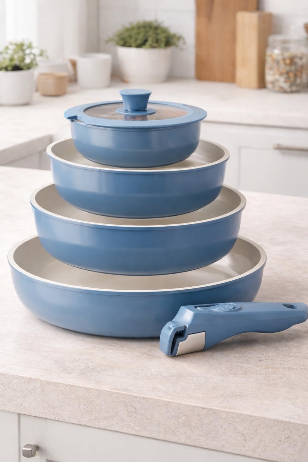 Ceramic Pots and Pans Set Non Stick, Nonstick Kitchen Cookware Sets, Non Toxic Pots and Pans Set Non Stick, PFAS PFOA & PTFE Free, Detachable Handle Pots and Pans 5 Piece, RV Cookware customer photo 1