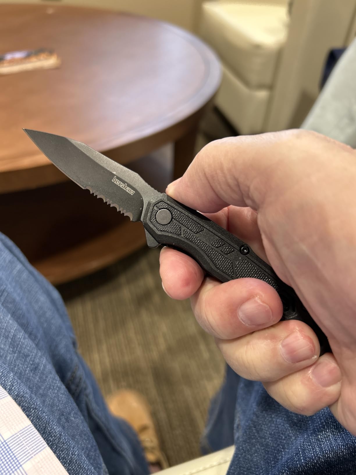 Kershaw Appa Pocket Knife, All-Black | 2.75 Inch Steel Partially Serrated Reverse Tanto Blade, Assisted Opening, Reversible Clip, For Men and Women customer photo 1
