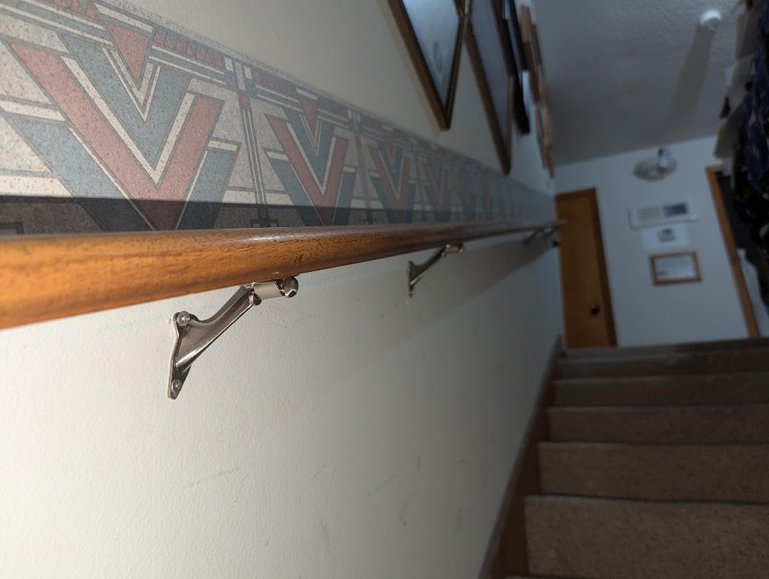 Acrux7 6 Pack 3'' Handrail Bracket, Stair Railing Bracket with Screws, Heavy Duty Zinc Alloy Hand Rail Hardware, Handrail Brackets for Indoor Stairs, Satin Nickel Finish customer photo 2