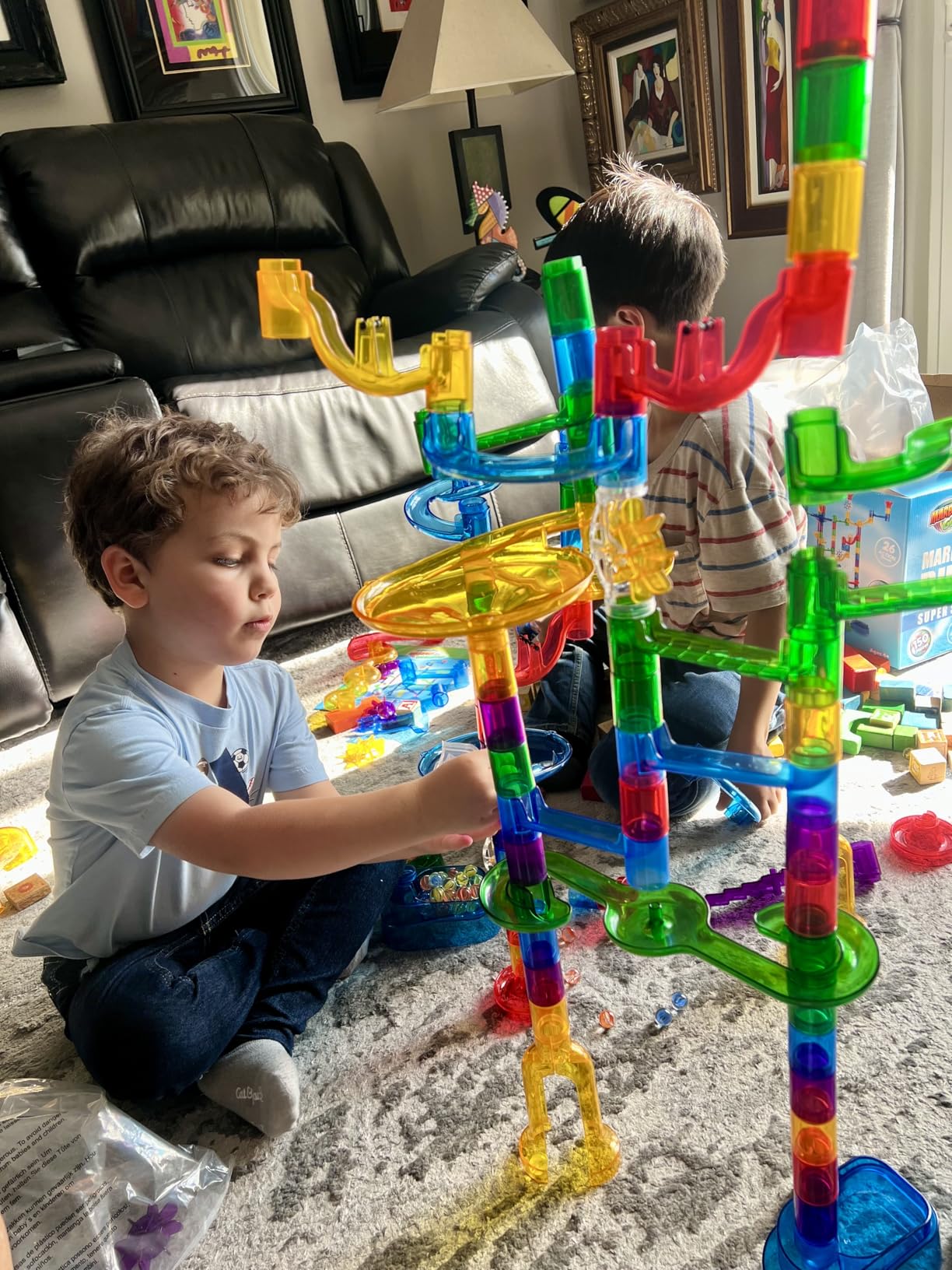 Marble Genius Marble Run Explorer Set, STEM Toys & Maze Construction Building - 85 Translucent Track Pieces & Glass Marbles for Family, Kids Toddlers Ages 4-8 customer photo 1