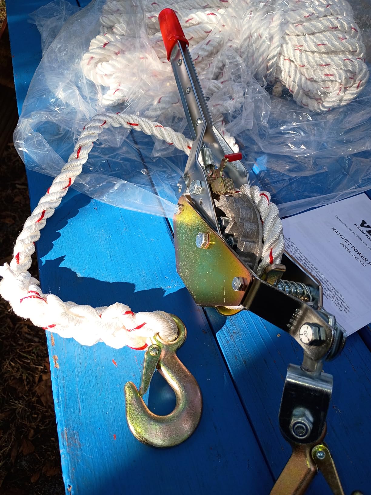 VEVOR Rope Puller, 3/4 Ton (1,653 lbs) Pulling Capacity, with 100' of 0.6