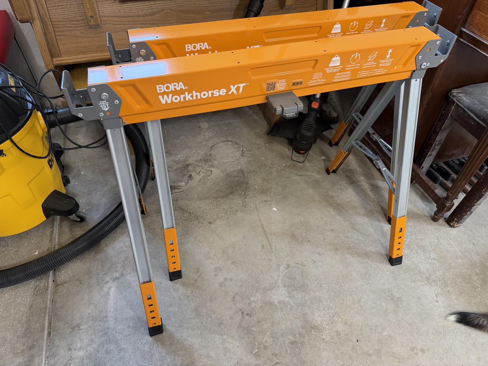BORA Workhorse XT Adjustable Saw Horses 2 Pack Folding Heavy Duty Sawhorse with Adjustable Height Legs, 2700 lbs Capacity - Portable Workbench & Work Station with Built-in Bottle Opener PM-3360T customer photo 1