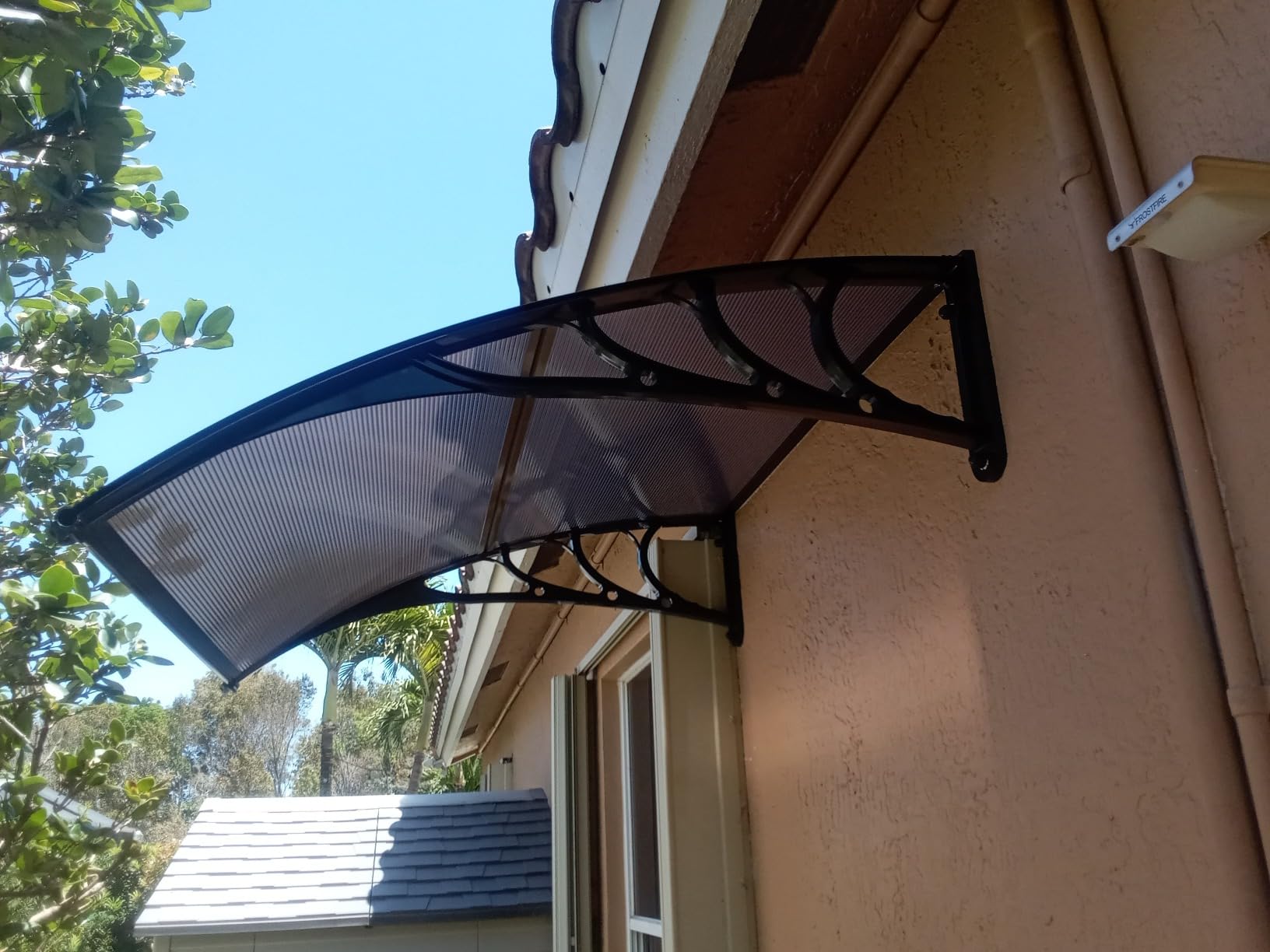 VIVOHOME Polycarbonate Window Door Awning Brown 38 Inch x 78 Inch | Awnings for Outside Spliced Canopy Brown with Black Bracket customer photo 1