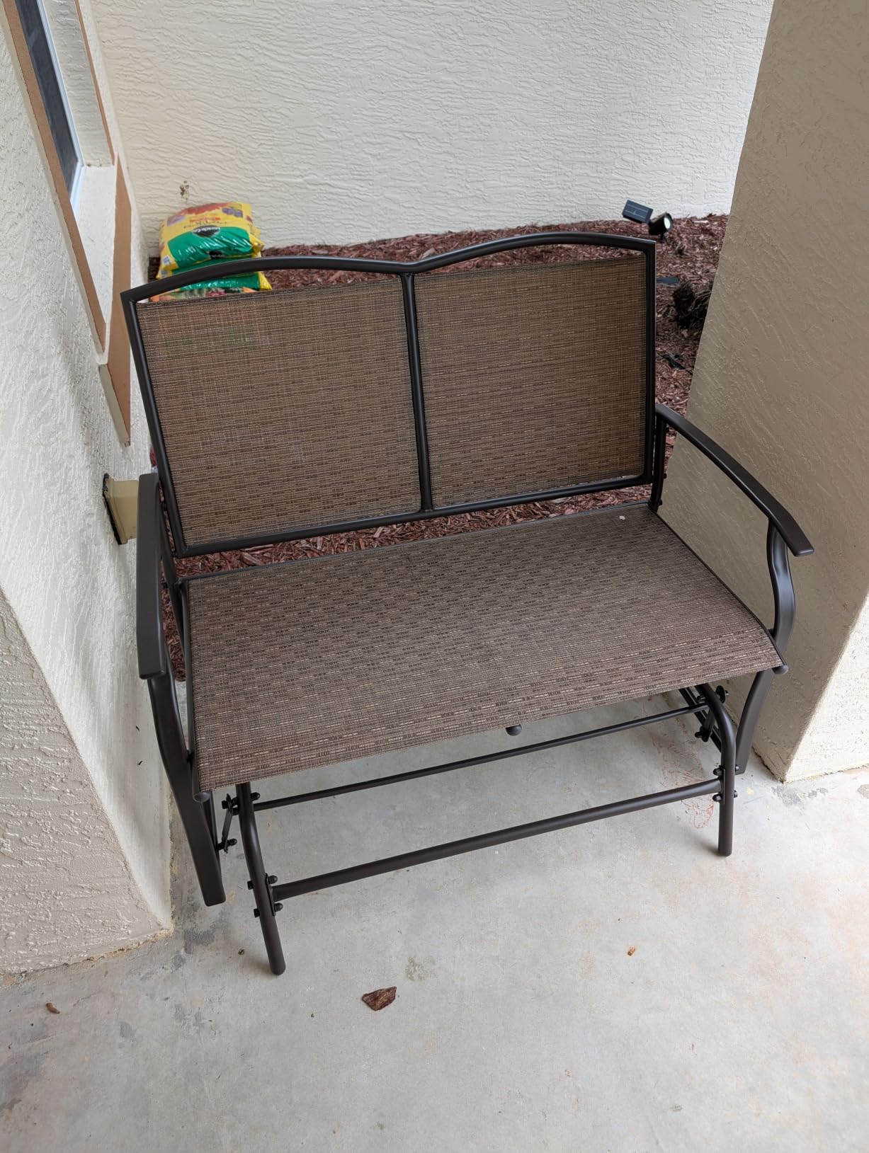 Best Choice Products 2-Person Outdoor Patio Swing Glider Steel Bench Loveseat Rocker for Deck, Porch w/Textilene Fabric, Steel Frame - Taupe customer photo 1
