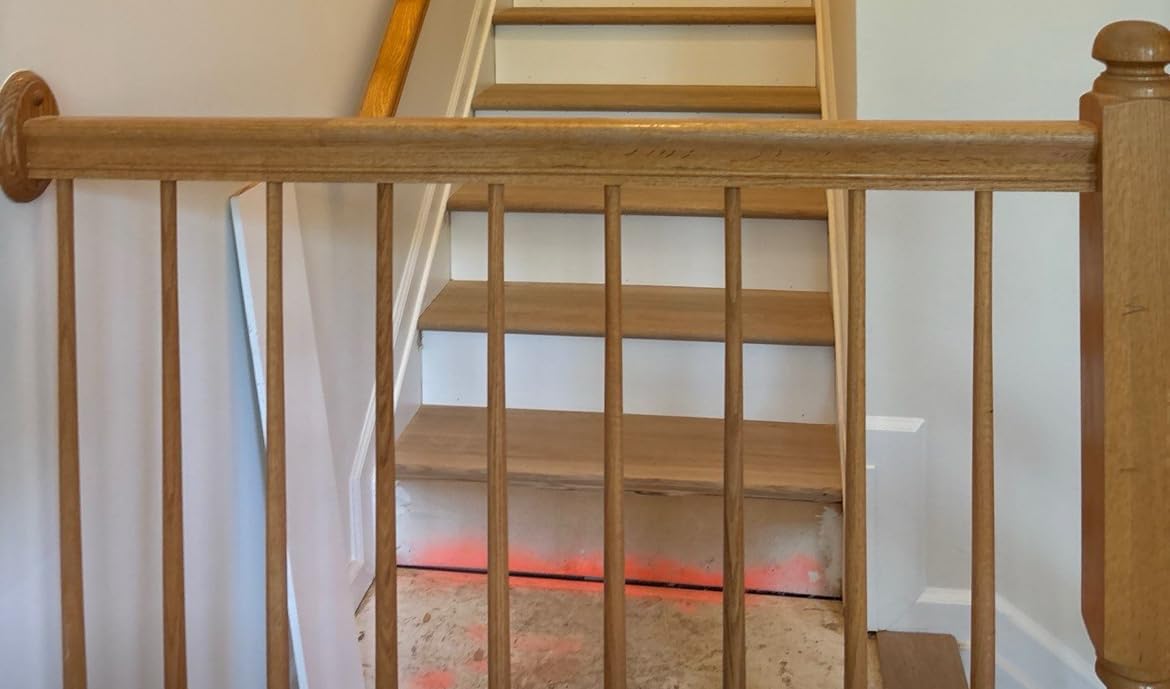CroBlissful 1 Pcs 3.5 x 48 Inch Solid Red Oak Stair Newel Post with a Single Groove Notched Wood Balusters for Staircase Interior Railing Newels for Stair Handrails (Wood Color) customer photo 2