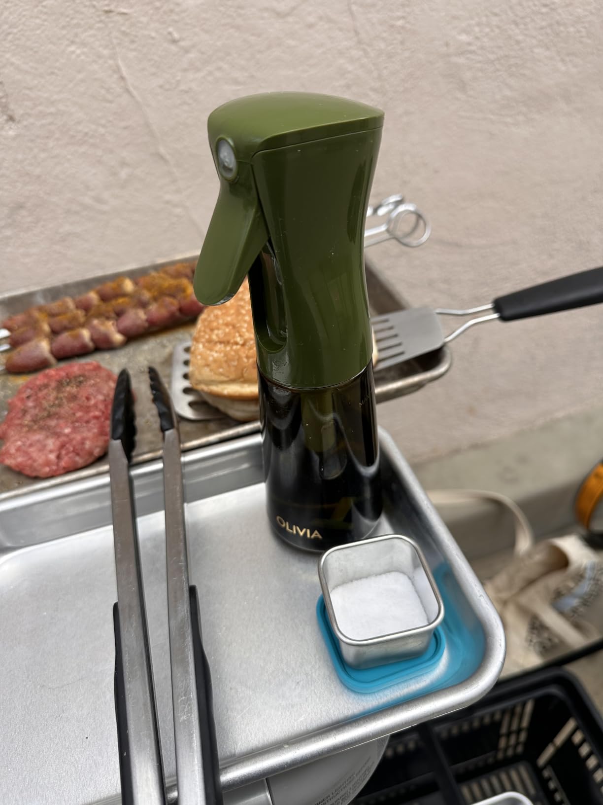 OLIVIA SIGNATURE Advanced Kitchen Oil Sprayer with Flairosol Technology, Fine Mist & Portion Control, Refillable Glass Olive Oil Cooking Spray Bottle for Air Fryer, Salad, BBQ, 200ml (Green, Gold) customer photo 1