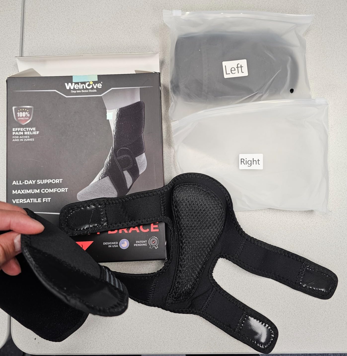 Welnove 2 Pack Drop Foot Brace with Arch Support, AFO Ankle Brace for Walking, Relieve the Instability of Lower Limbs by Foot Drop, MS, Spinal Cord Injury (Include Left and Right, FSA HSA Eligible) customer photo 1
