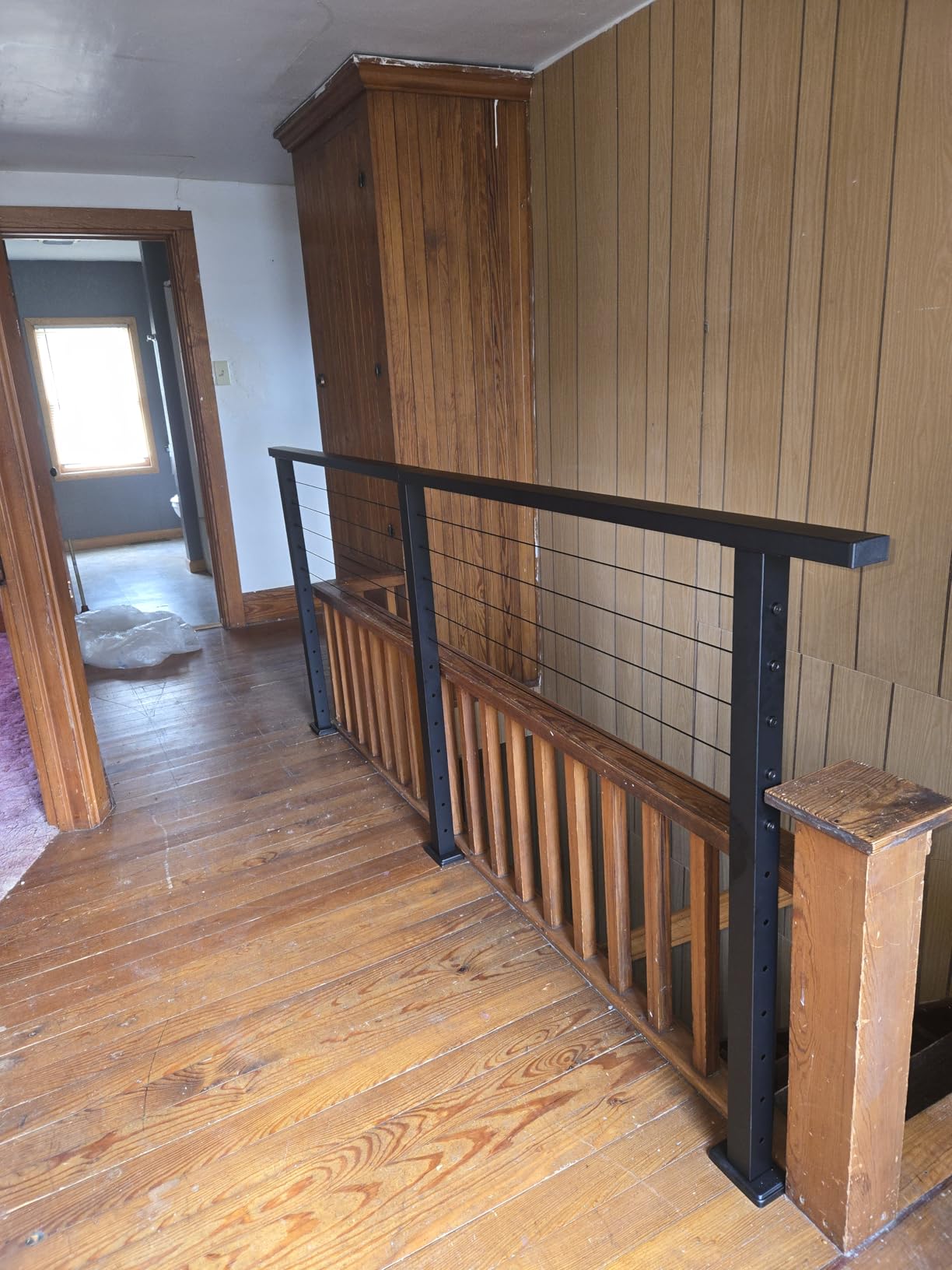 4ft-8ft Modular 42in Cable Railing System for Deck with Handrail | Complete Set, Level Drilled Swage Cable Railing Post Kit, Handrail Cuttable, T304 Stainless Steel, 1/8