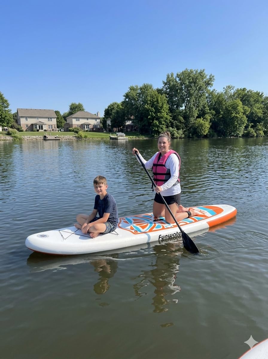 FunWater Inflatable Ultra-Light Stand Up Paddle Board for All Skill Levels with Premium SUP Paddleboard Accessories,Non-Slip Comfort Deck for Youth & Adults customer photo 2