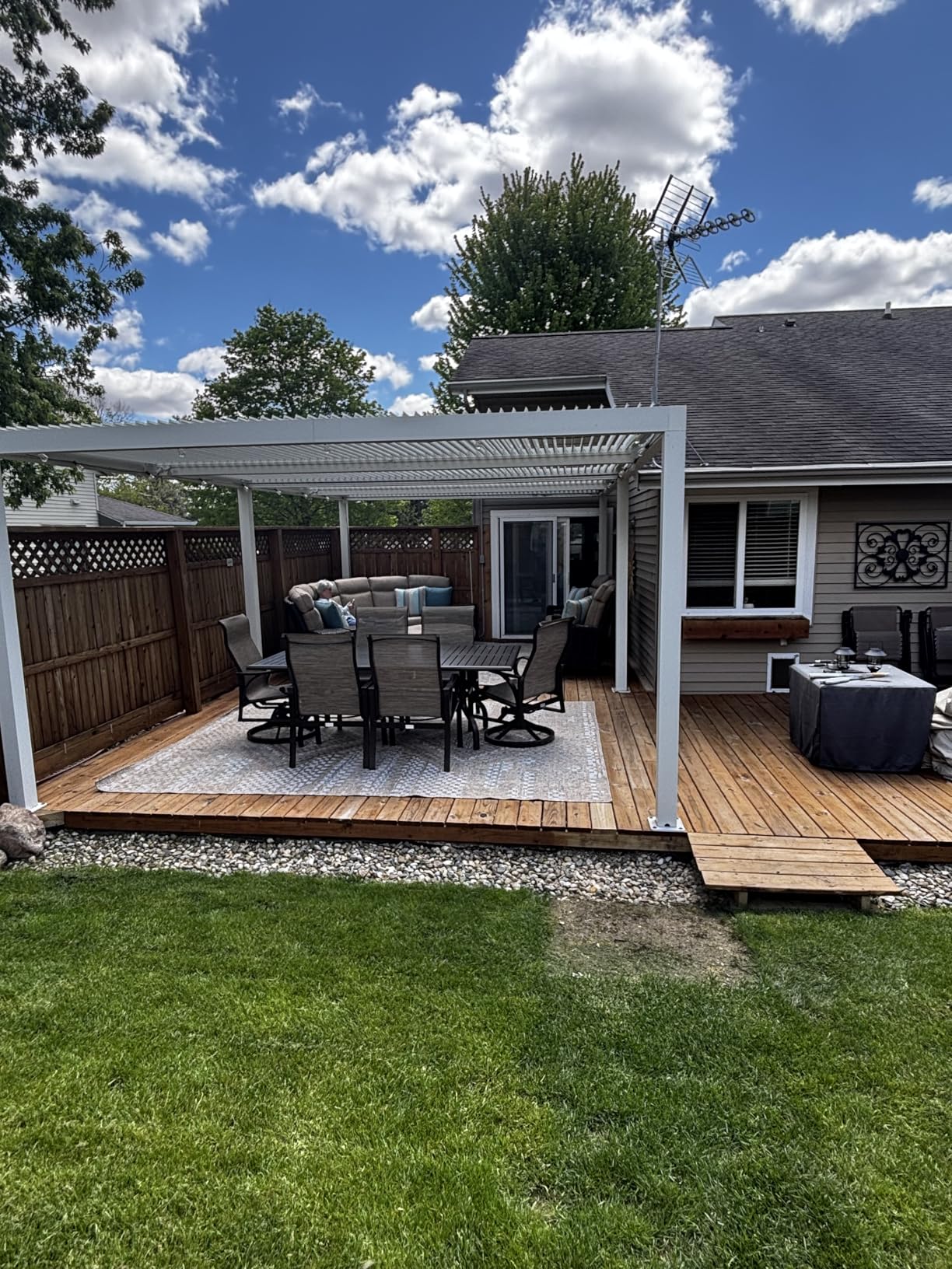 PURPLE LEAF Louvered Pergola 12' x 16' White Adjustable Hardtop for Patio customer photo 2