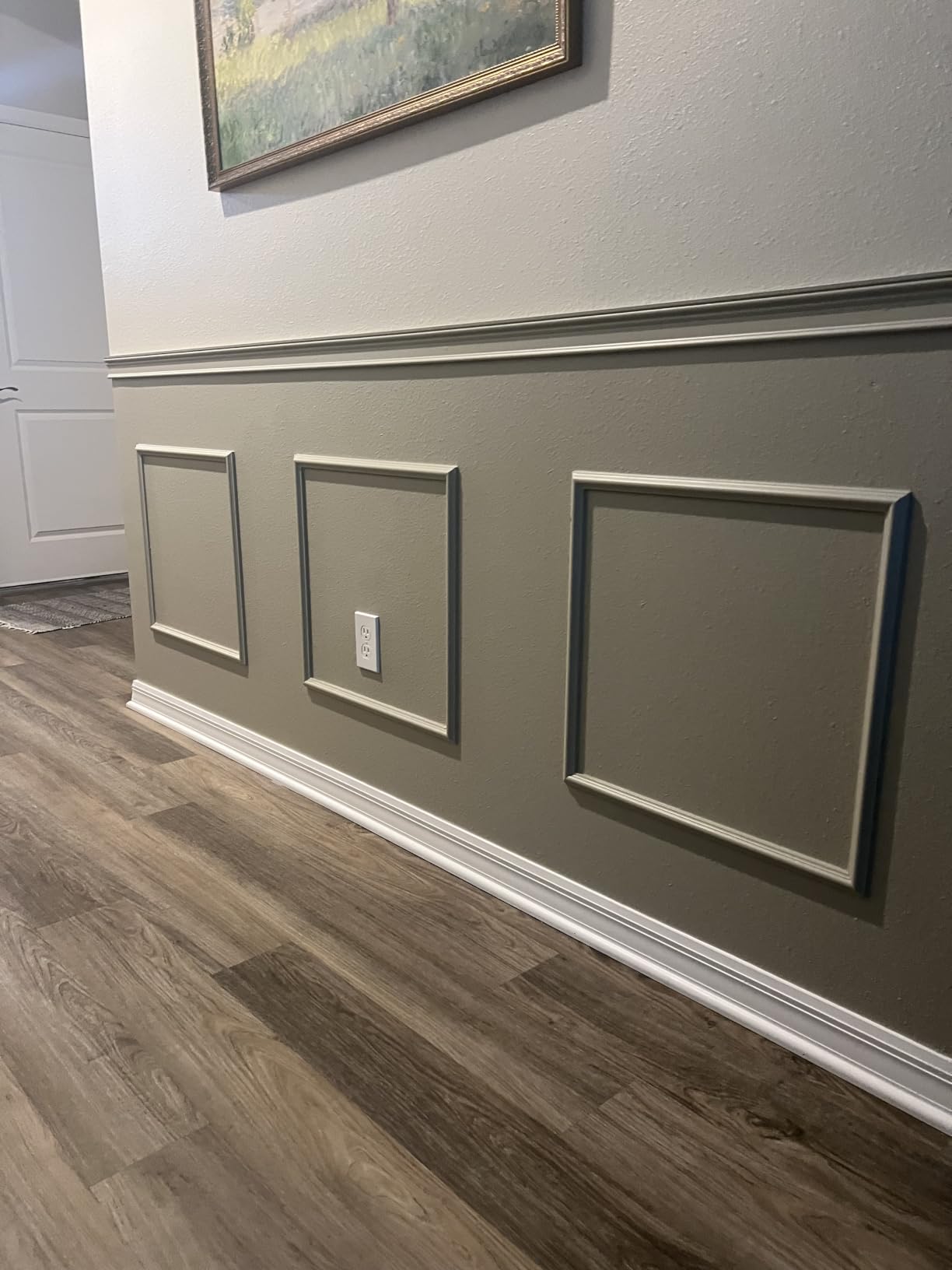 Colingmill 3 Set Accent Wall Molding Kit Peel and Stick Wainscoting Panels Board and Batten Wall Panel Kit White Pre Cut Chair Rail Moulding for Walls Picture Frame customer photo 1
