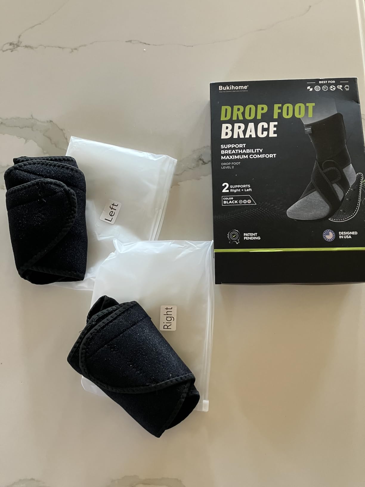 Bukihome Adjustable AFO Foot Drop Brace - Foot Support for Walking with Shoes, Socks, or Barefoot - Relieves Foot Drop, Plantar Fasciitis, Stroke & MS Recovery - Unisex (Right) customer photo 1