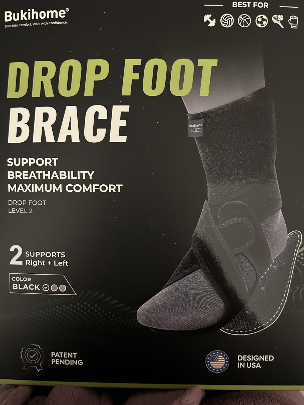 Bukihome Adjustable AFO Foot Drop Brace - Foot Support for Walking with Shoes, Socks, or Barefoot - Relieves Foot Drop, Plantar Fasciitis, Stroke & MS Recovery - Unisex (Right) customer photo 2