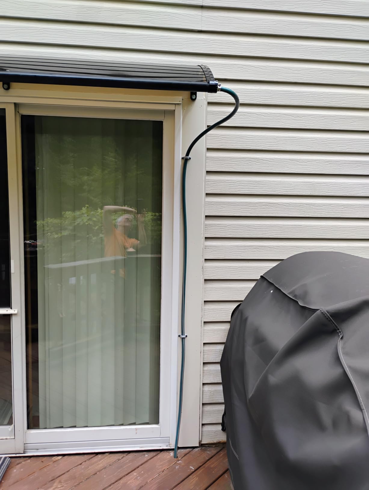 Awning for Door Entrance, Window Awnings Exterior with Aluminum Bracket Polycarbonate Board, Patio Balcony Porch, UV Rain Snow Protection Gray 60x110cm/24x43in customer photo 1