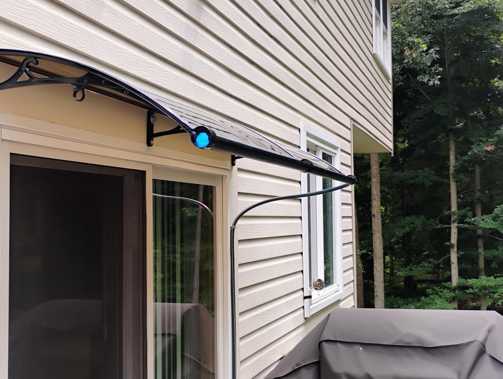 Awning for Door Entrance, Window Awnings Exterior with Aluminum Bracket Polycarbonate Board, Patio Balcony Porch, UV Rain Snow Protection Gray 60x110cm/24x43in customer photo 2