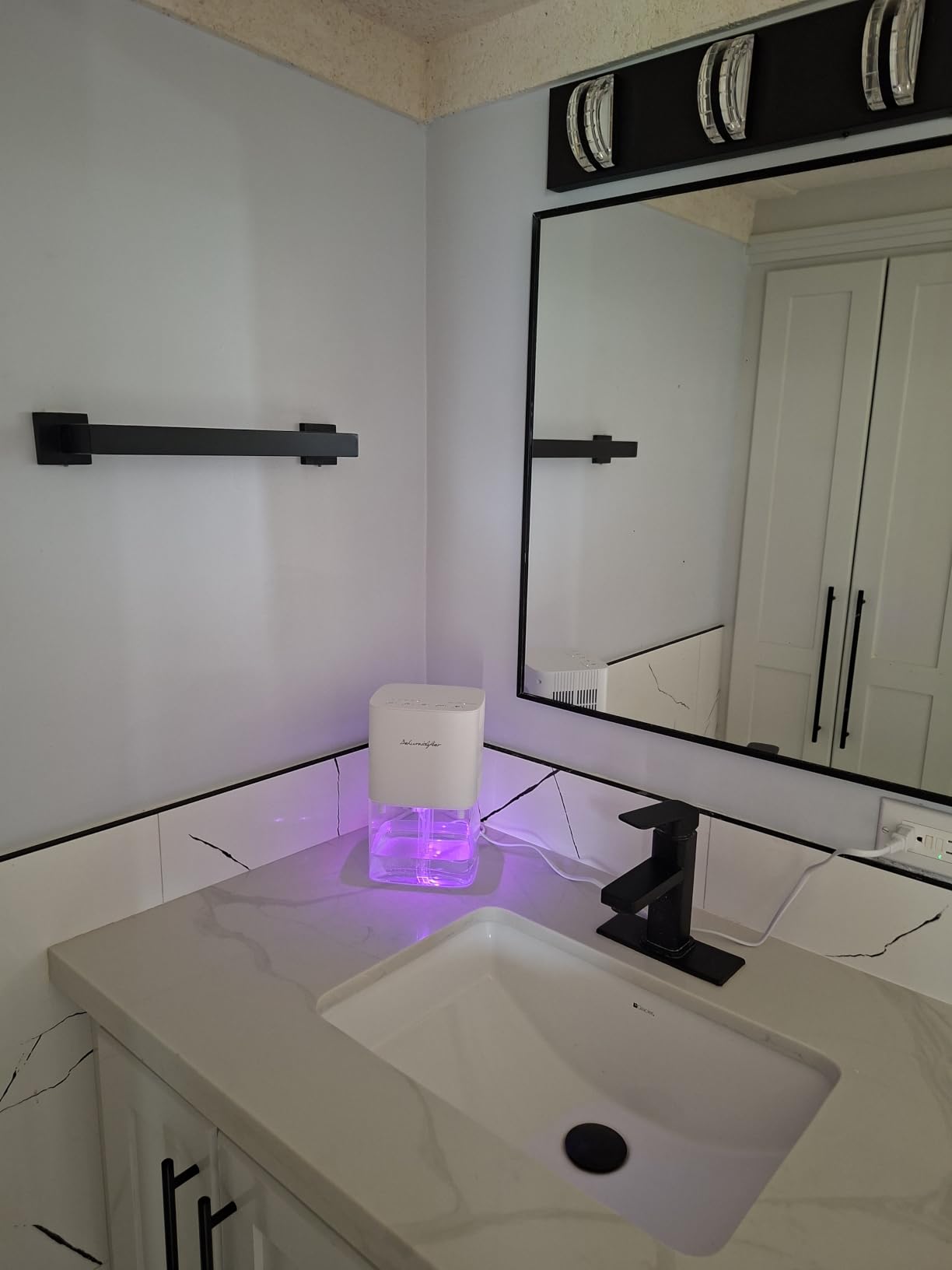 Dehumidifier 1657ML 58OZ Small Dehumidifier for Home 230 Ft² Safety Dehumidifiers Adjustable 10 Color Lights 5 Timers 3 Setting Modes Auto Shut Off Protection Low Noise For Bedroom Bathroom customer photo 1