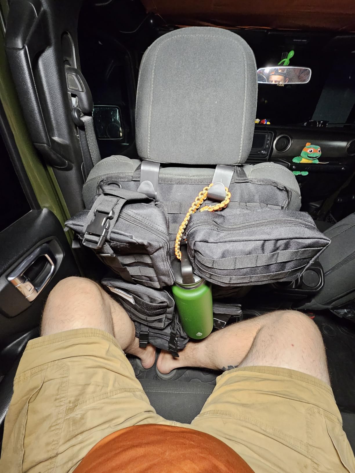6 Pack Tactical MOLLE Car Seat Back Organizer - Universal Vehicle Storage Bag with 5 Detachable MOLLE Pouches, US Flag Patch & Keychain, Fits Jeep, Truck, SUV, Car (Black) customer photo 2