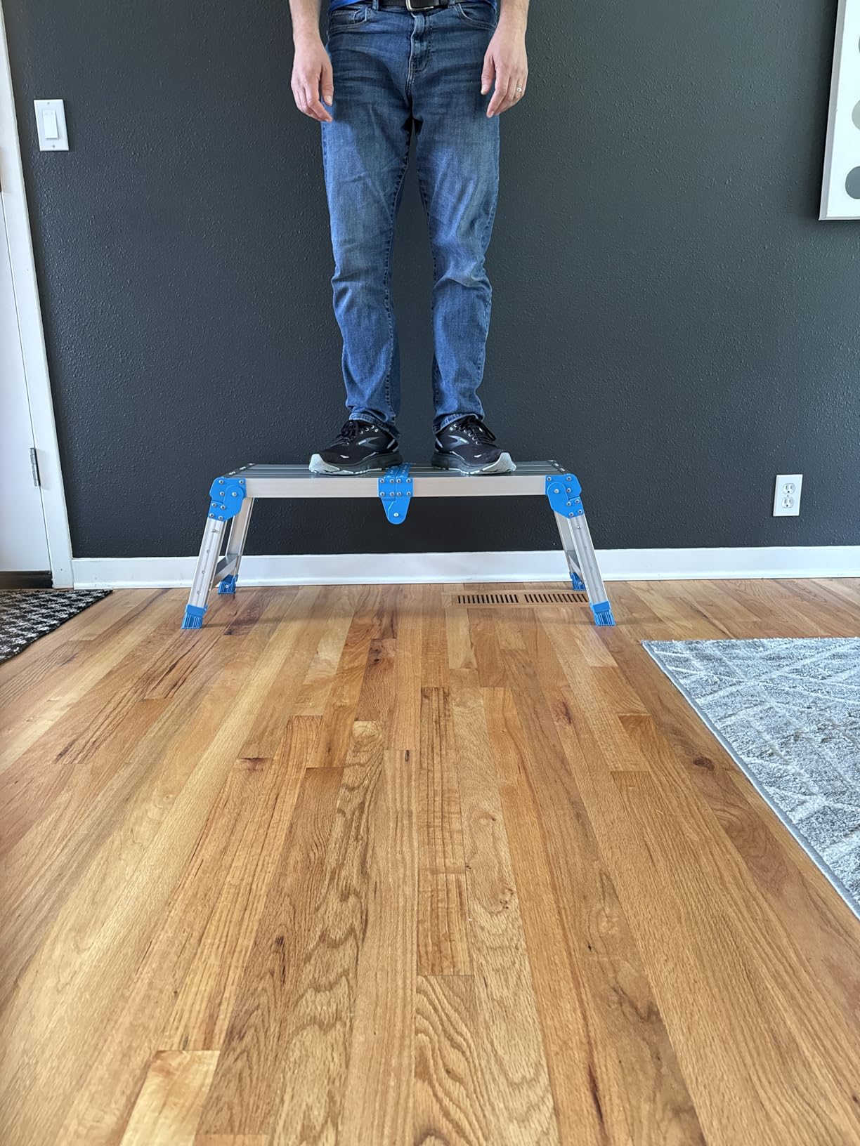 Work Platform 500 lbs with One-Touch Automatic Fold, Larger, Blue | Folding Step Stool, 4 Height Adjustment Platform Step, Perfect for RV Cleaning, Home Painting and Reaching High Places customer photo 1