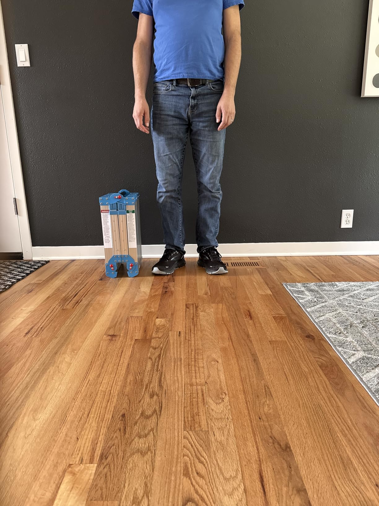 Work Platform 500 lbs with One-Touch Automatic Fold, Larger, Blue | Folding Step Stool, 4 Height Adjustment Platform Step, Perfect for RV Cleaning, Home Painting and Reaching High Places customer photo 2