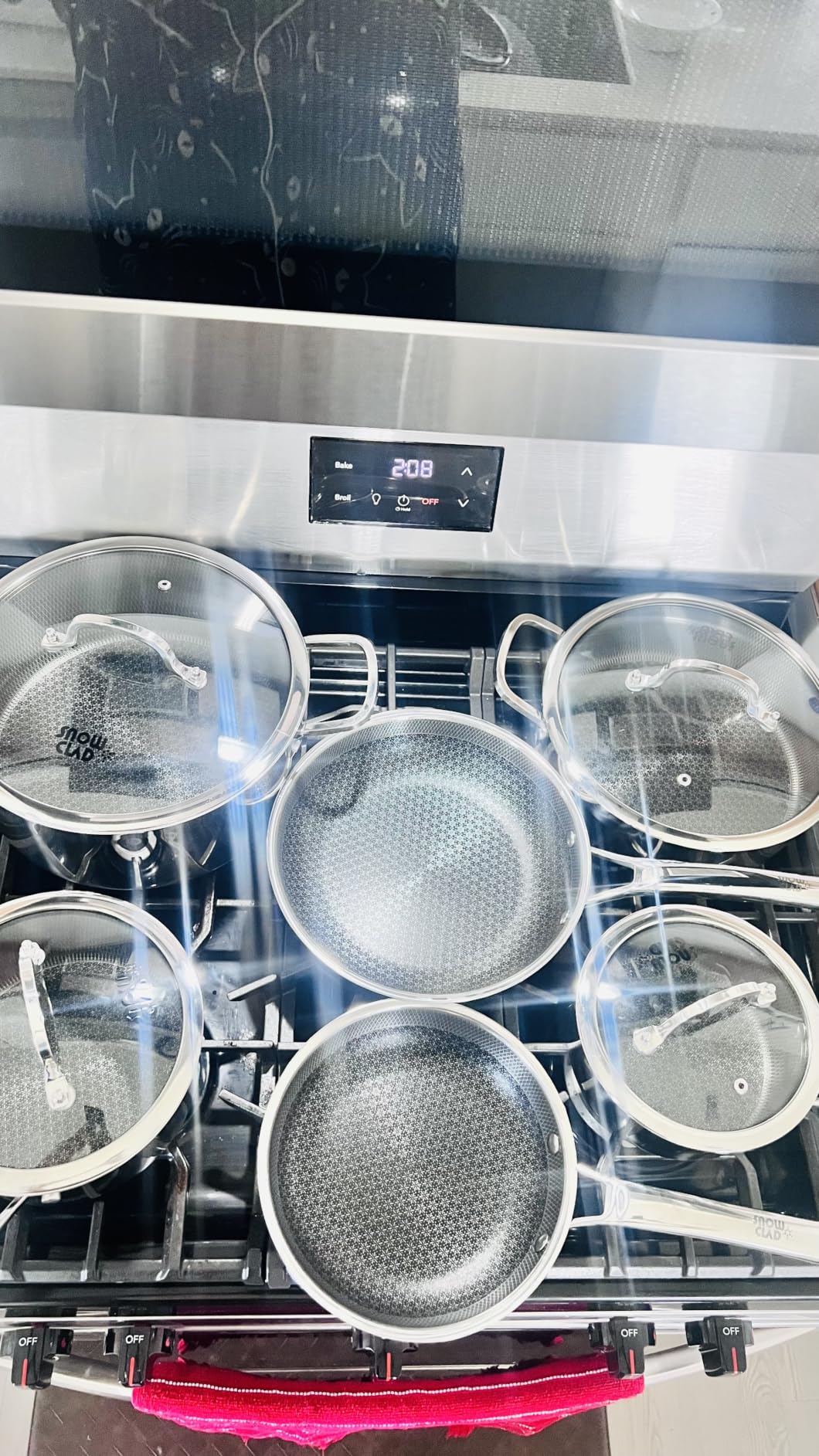 SNOWCLAD Pots and Pans Set Non Stick | Stainless Steel Kitchen Cookware | 10 Pcs | PFOA Free | Hybrid | Induction Compatible | Frying Skillet, Saucepans, Saute Pan & Stock Pot customer photo 2