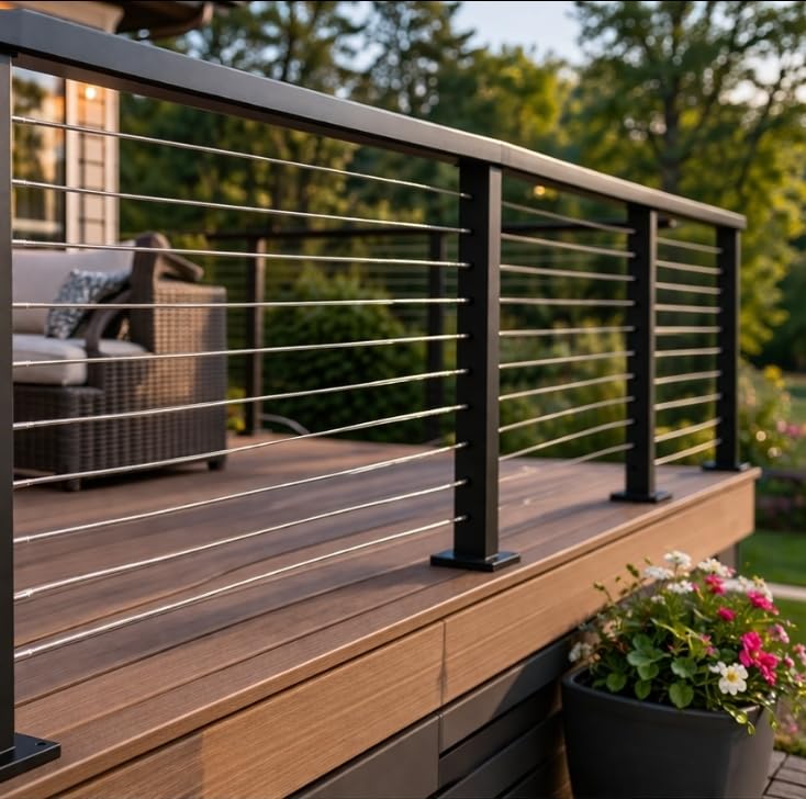 RalinGo 4FT-8FT Swageless Cable Railing Post Kit with Handrail for Stairs, T304 Stainless Steel customer photo 2