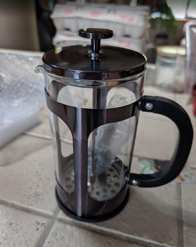 Veken French Press Coffee Maker, No Plastic Touching Cafe, 34oz 1L Cafetera | Heat Resistant Thickened Borosilicate Glass Stainless Steel Brewer, Pot for Kitchen, Travel, Camping, Tea, Gifts, Silver customer photo 2