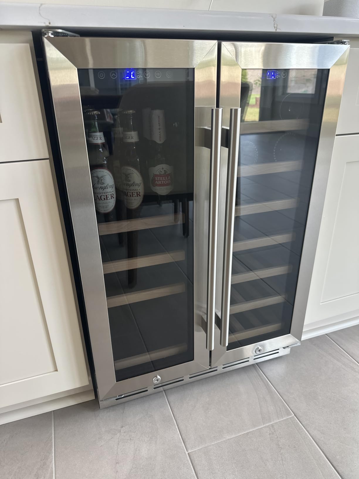 15 Inch Wine Cooler Under Counter, 30 Bottle Dual Zone Wine Fridge with Stainless Steel Glass Door, Built-In or Freestanding Wine Cellar with Digital Temperature Control for Home, Kitchen, or Office customer photo 2