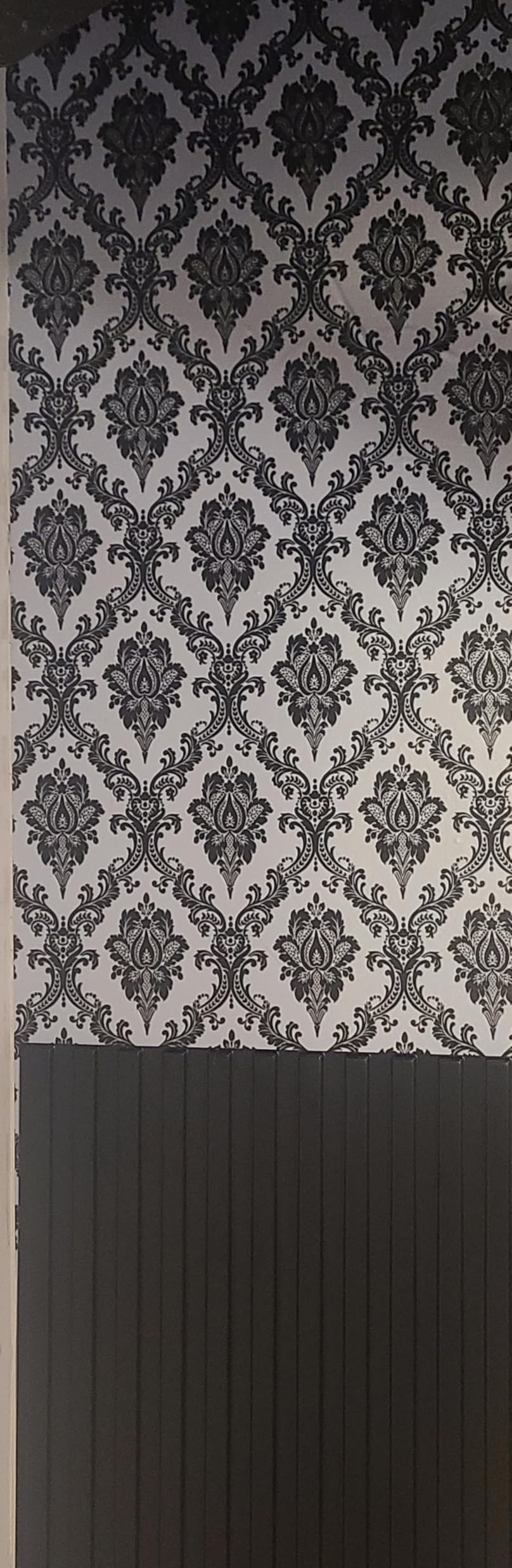 RITOLLO 8-Pack PVC Slat Wall Panels for Interior Wall Decor, 24x48in 3D Fluted Panels, 2x4 FT Cuttable Drop Ceiling Tiles for Bathroom, Studio and TV Background, Water-Proof & Renter-Friendly(Black) customer photo 1