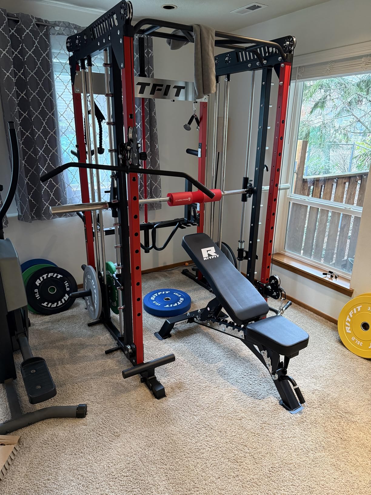 RitFit M1 Pro Smith Machine with Weight Stack Package Power Cage Home Gym | Dual Cables, Barbell & Handles, Cable Crossover, ALL-in-1 Home Gym, 1850LBS Capacity customer photo 2